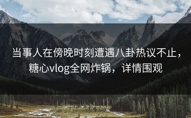 当事人在傍晚时刻遭遇八卦热议不止，糖心vlog全网炸锅，详情围观