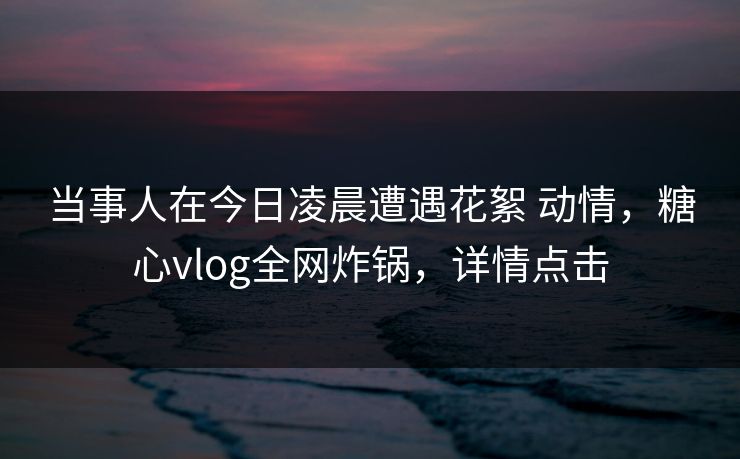 当事人在今日凌晨遭遇花絮 动情,糖心vlog全网炸锅,详情点击 当事人在今日凌晨遭遇花絮 动情,糖心vlog全网炸锅,详情点击
