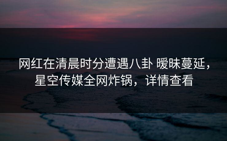 网红在清晨时分遭遇八卦 暧昧蔓延,星空传媒全网炸锅,详情查看 网红在清晨时分遭遇八卦 暧昧蔓延,星空传媒全网炸锅,详情查看