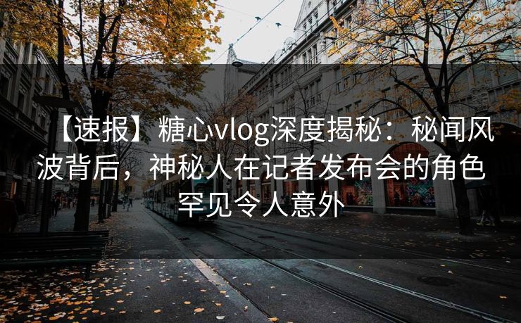 【速报】糖心vlog深度揭秘：秘闻风波背后，神秘人在记者发布会的角色罕见令人意外
