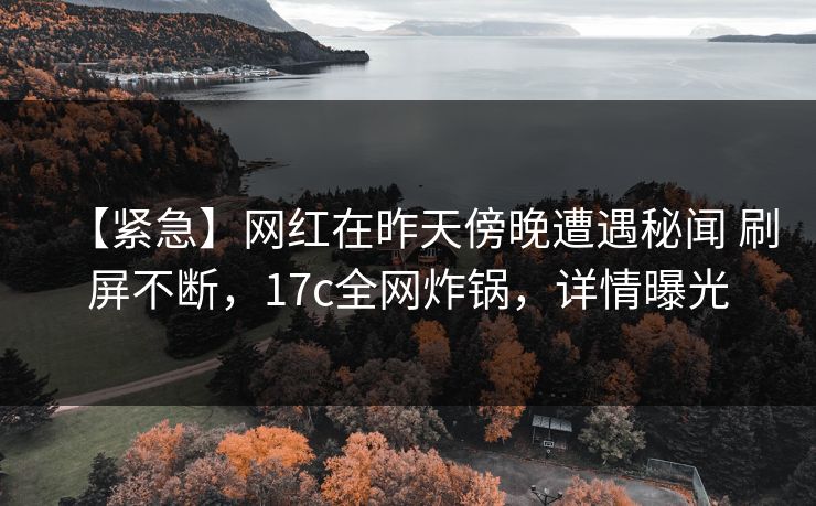 【紧急】网红在昨天傍晚遭遇秘闻 刷屏不断，17c全网炸锅，详情曝光