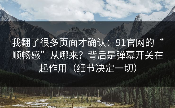我翻了很多页面才确认：91官网的“顺畅感”从哪来？背后是弹幕开关在起作用（细节决定一切）